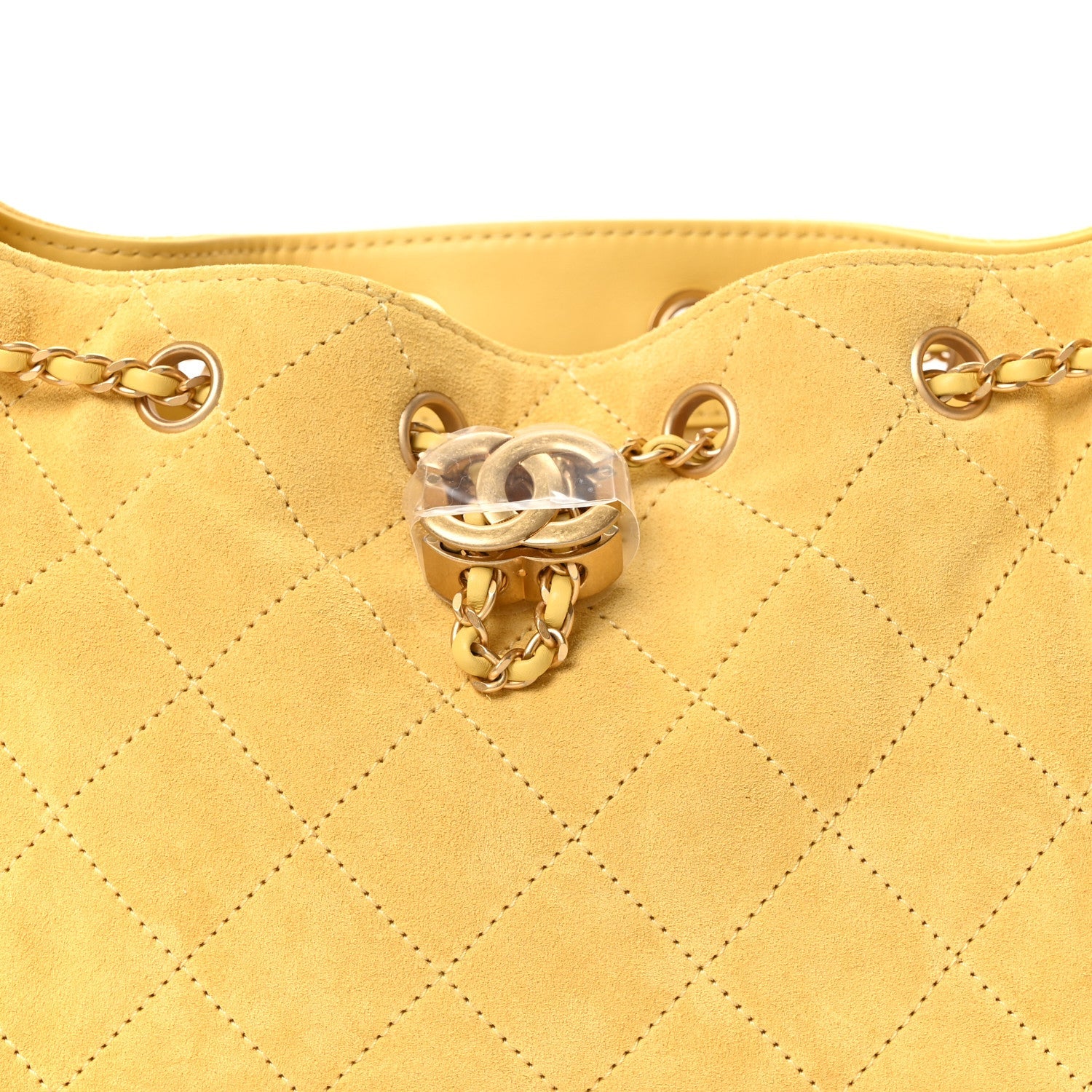 Chanel Suede Quilted Mini Chanel 25 Handbag Yellow