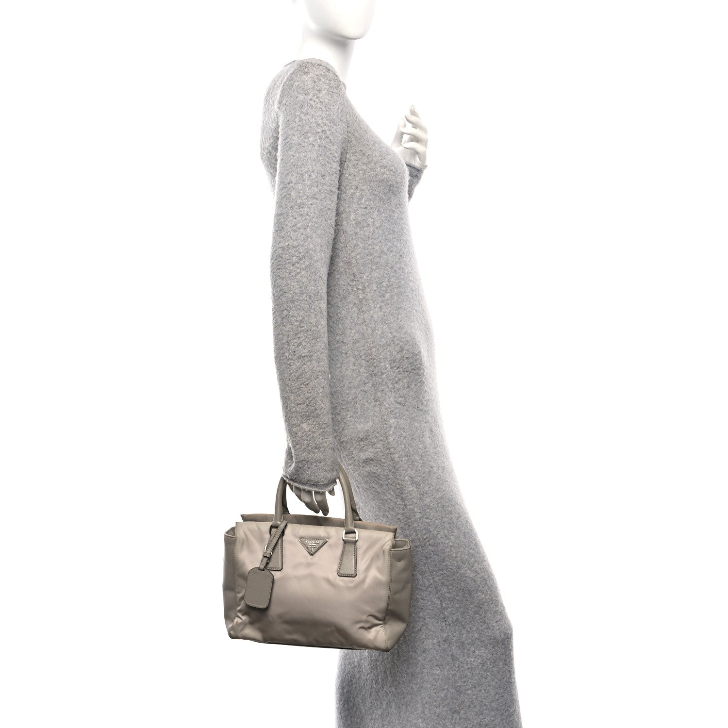 Prada Nylon Saffiano Bi-Color Tote Grey