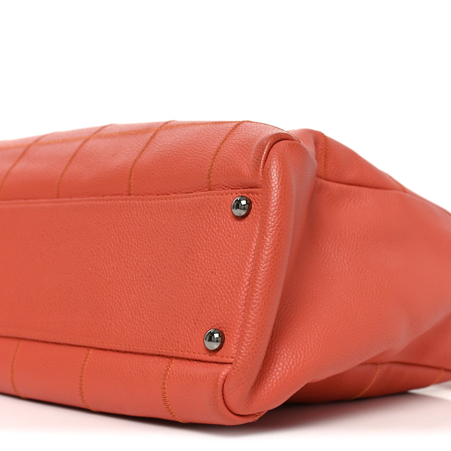 Chanel Caviar Square Stitched Large Tote Orange