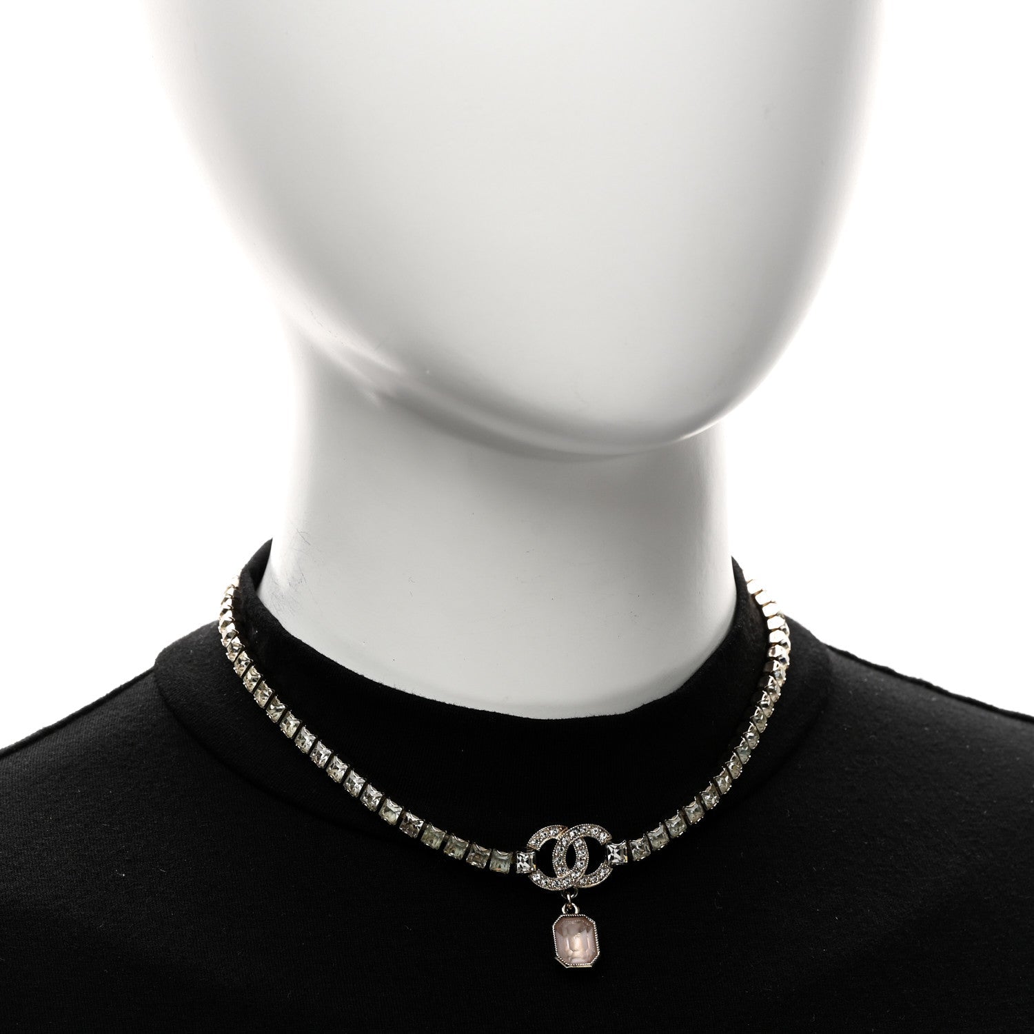 Crystal CC Pendant Choker Gold Pink