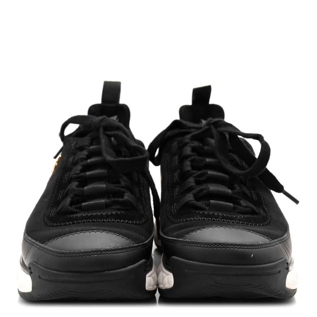 Chanel Velvet Calfskin Mixed Fibers CC Sneakers 36.5 Black