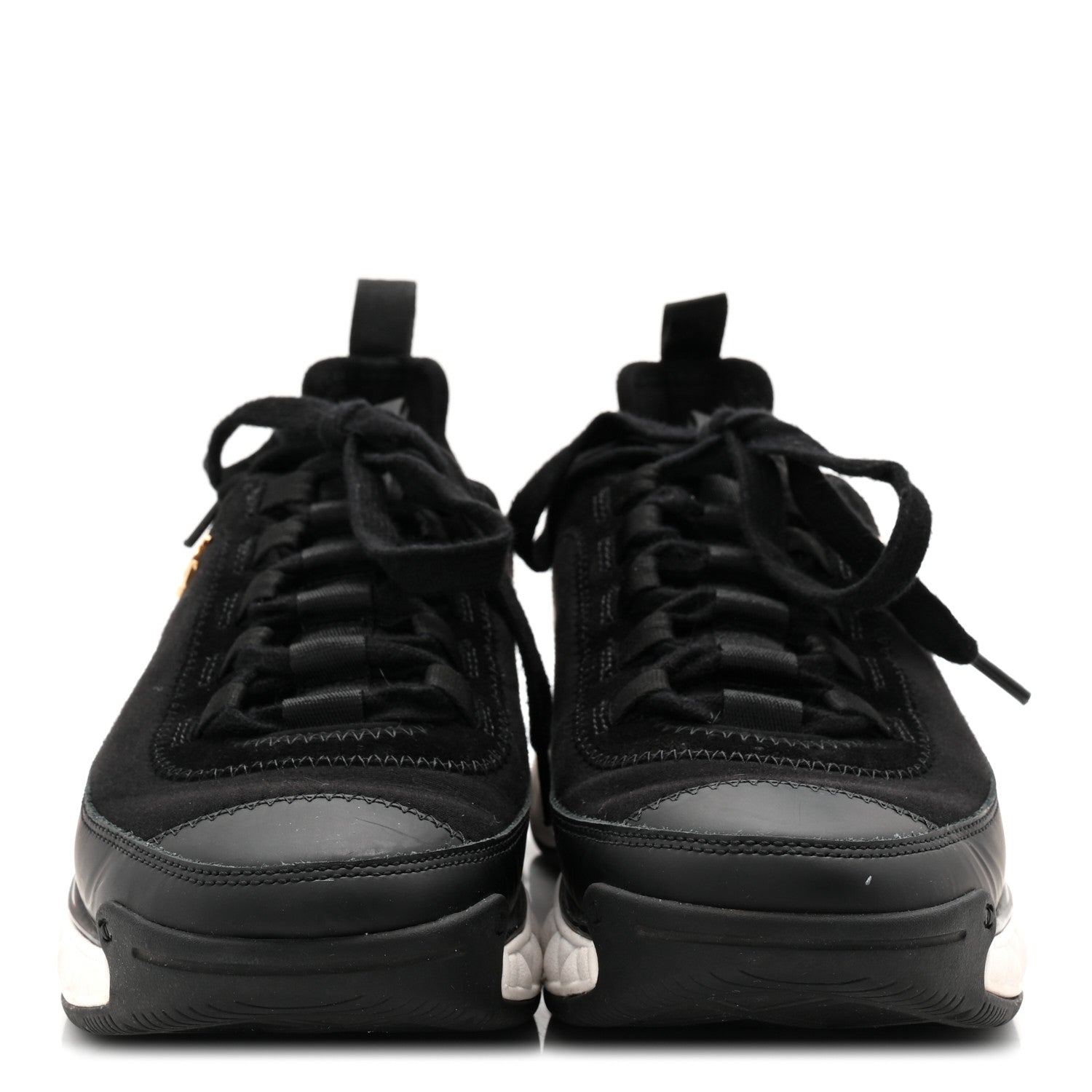 Chanel Velvet Calfskin Mixed Fibers CC Sneakers 36.5 Black