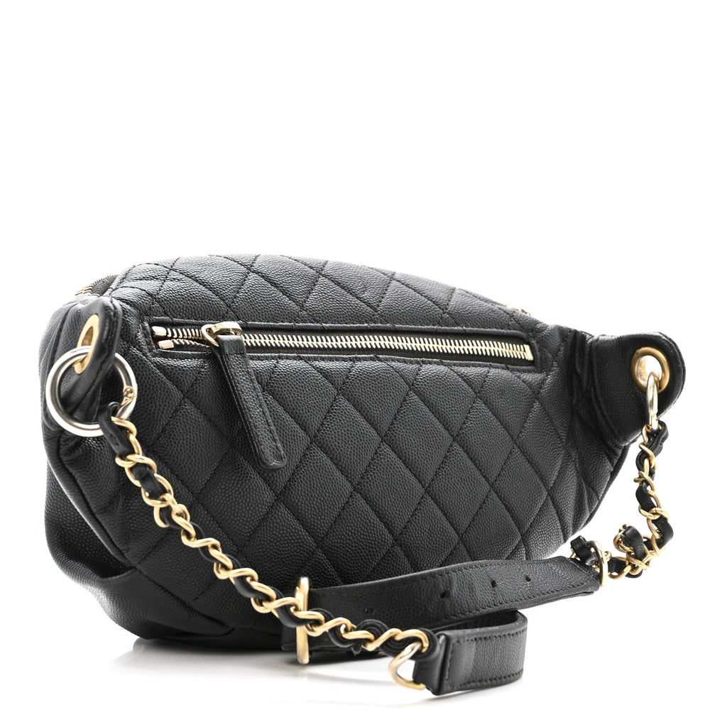 Chanel Caviar Quilted Filigree Waist Bag Black