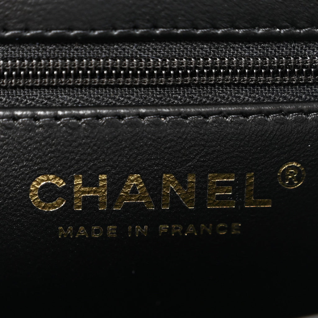 Chanel Shiny Aged Calfskin Quilted Nano Kelly Shopper Black