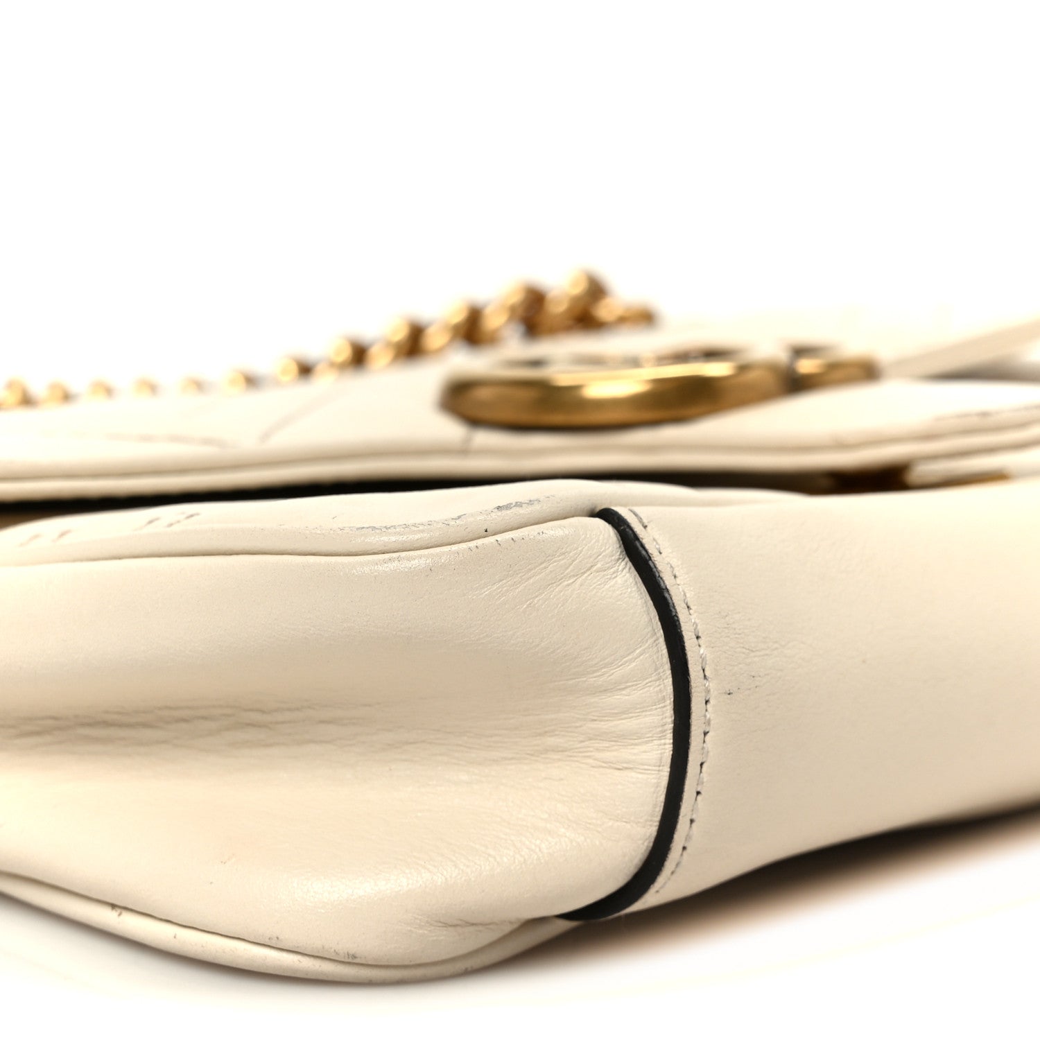 Gucci Calfskin Matelasse Mini GG Marmont Shoulder Bag White