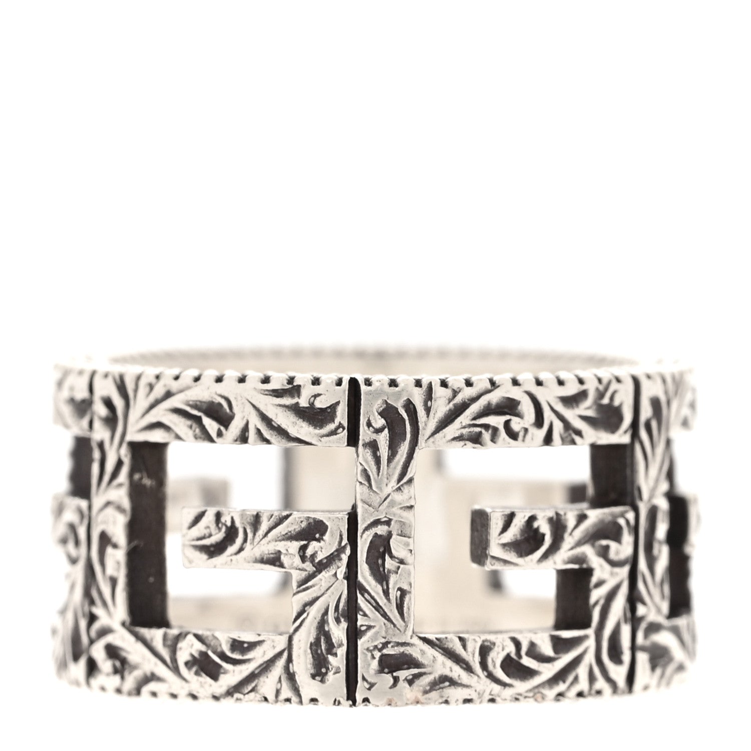 Gucci Sterling Silver Wide Square G Band Ring 53 6.5
