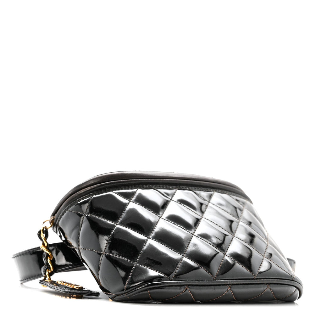 Chanel Patent Calfskin Quilted Waist Belt Bag 70 28 Black
