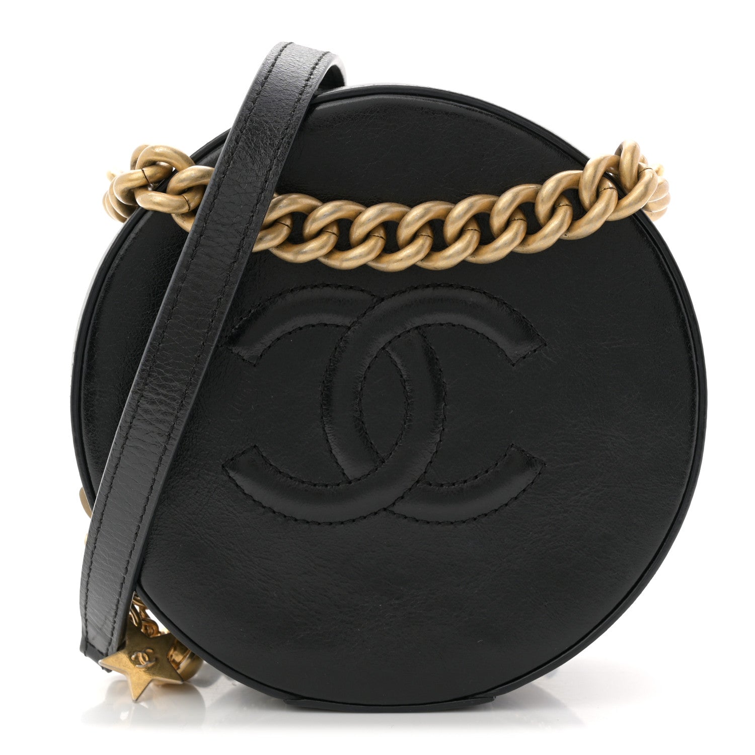 Chanel Glazed Calfskin Round As Earth Evening Bag Black