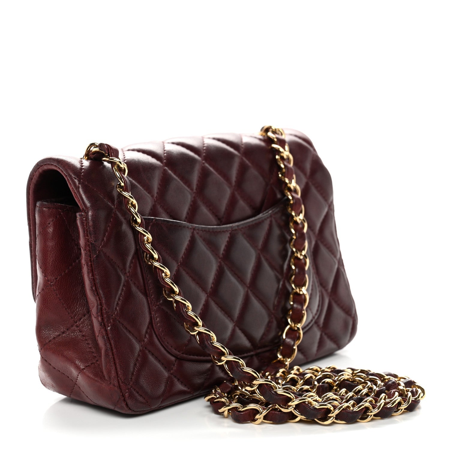 Chanel Lambskin Quilted Mini Rectangular Flap Burgundy
