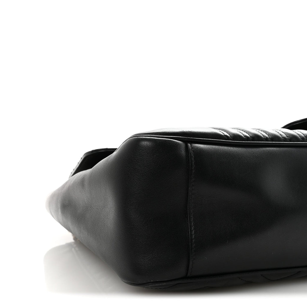 Gucci Calfskin Matelasse Large GG Marmont Shoulder Bag Black
