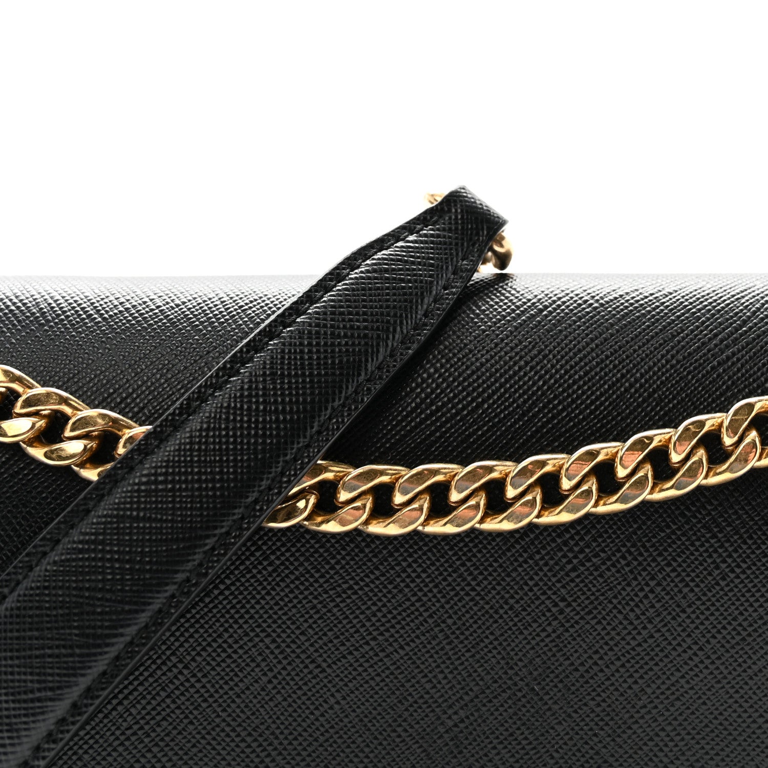 Prada Saffiano Flap Shoulder Bag Black