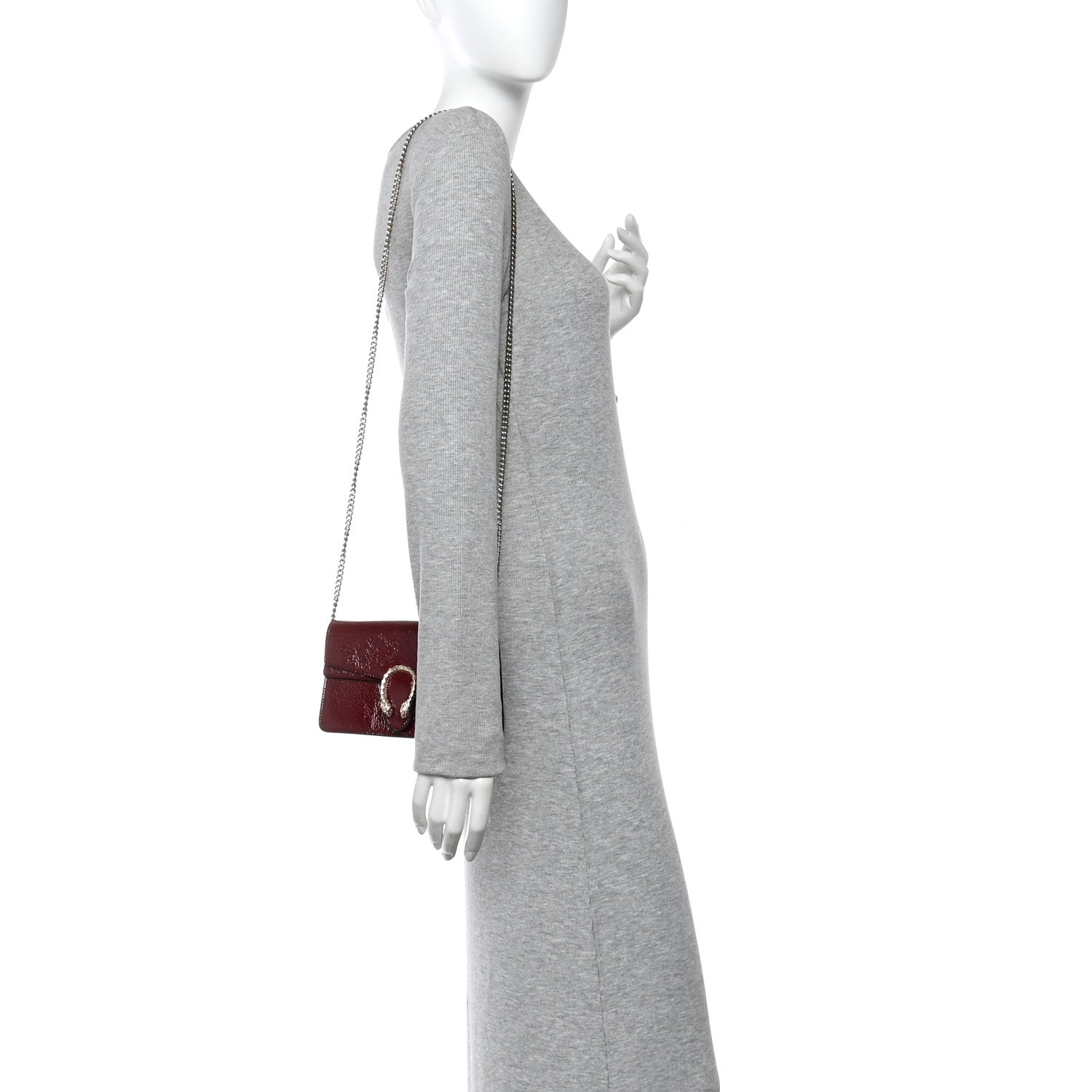 Gucci Crinkled Patent Mini Dionysus Shoulder Bag Rosso Ancora Red