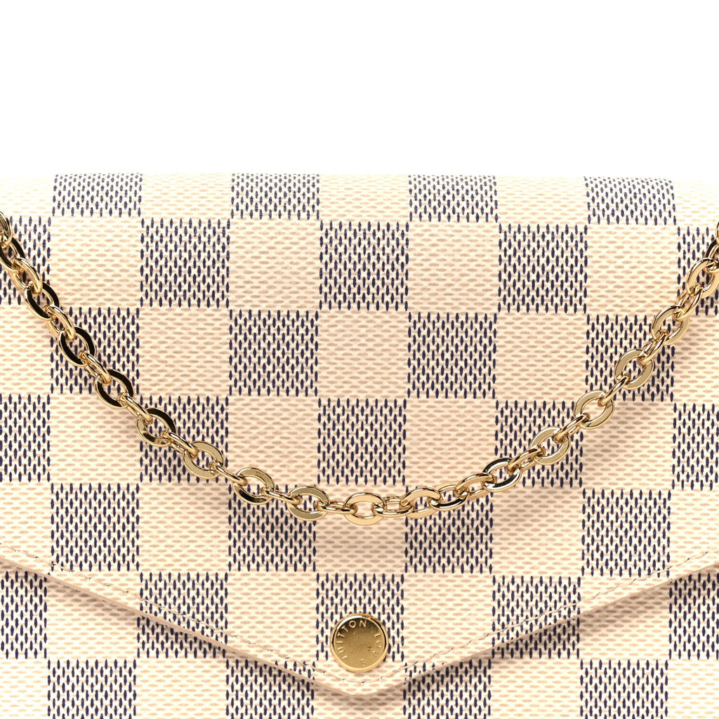 Louis Vuitton Damier Azur Pochette Felicie Chain Wallet Rose Ballerine