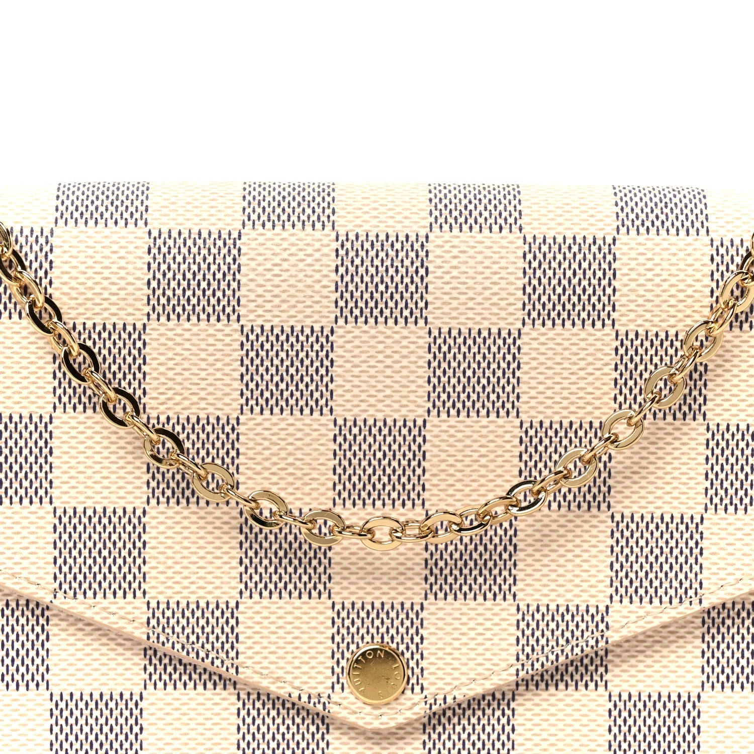 Louis Vuitton Damier Azur Pochette Felicie Chain Wallet Rose Ballerine