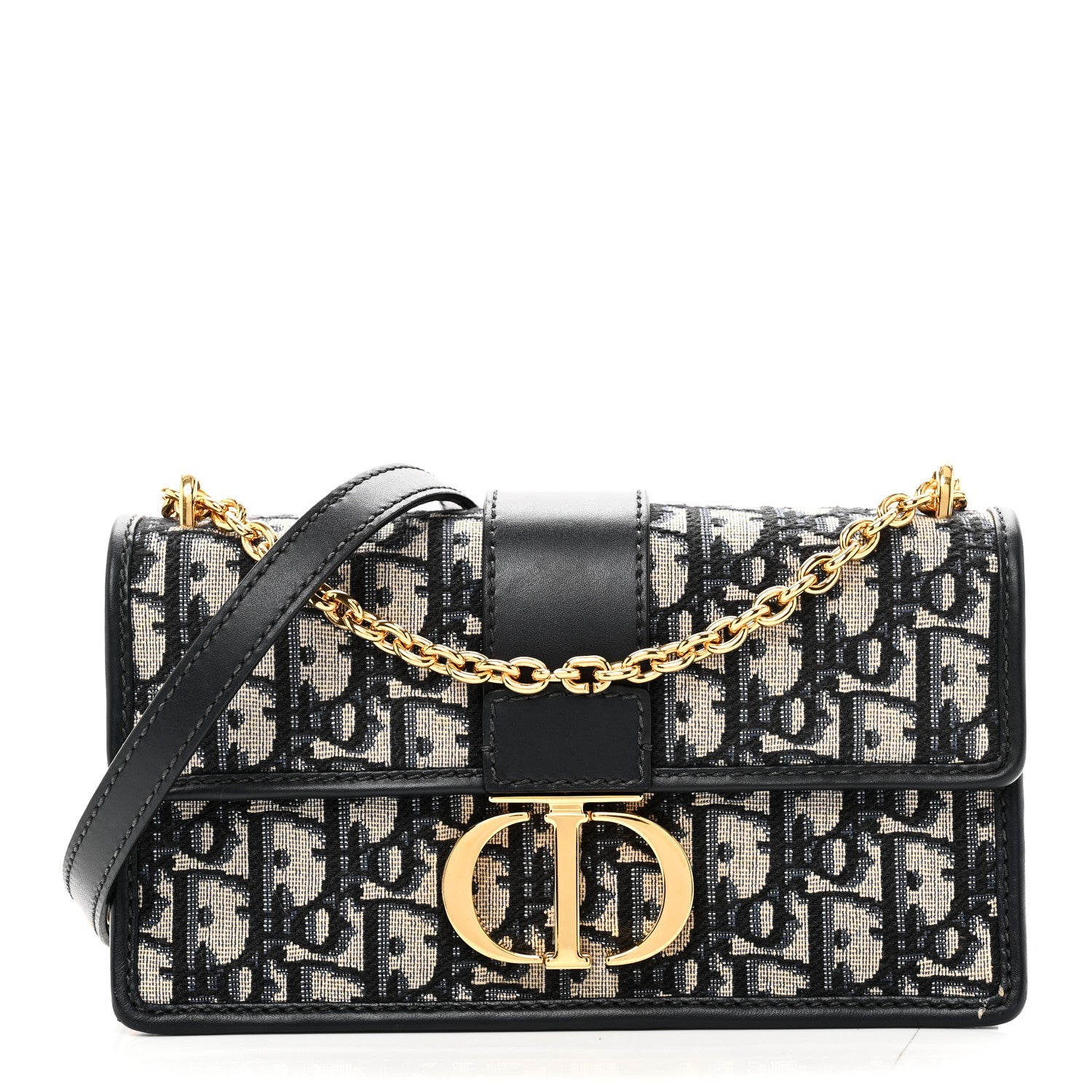 Christian Dior Oblique 30 Montaigne East West Chain Flap Bag Blue