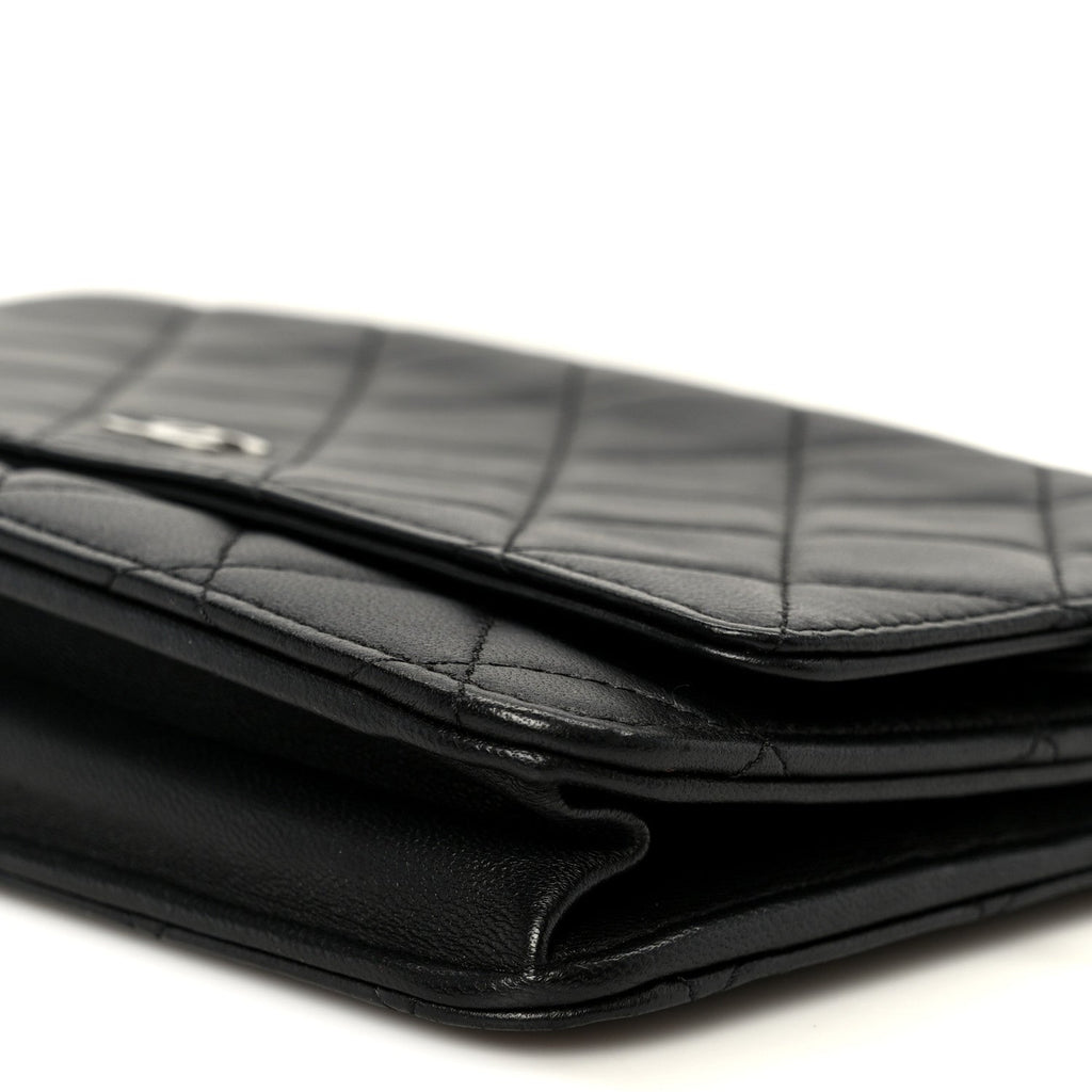 Chanel Lambskin Quilted Wallet On Chain WOC Black