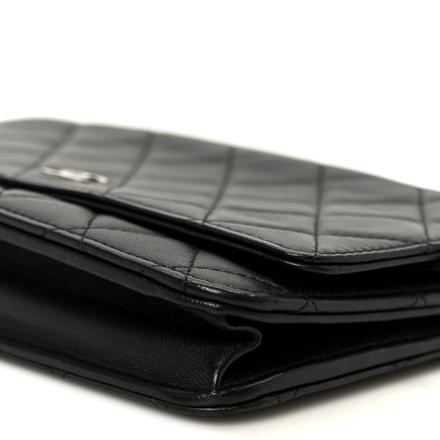 Chanel Lambskin Quilted Wallet On Chain WOC Black