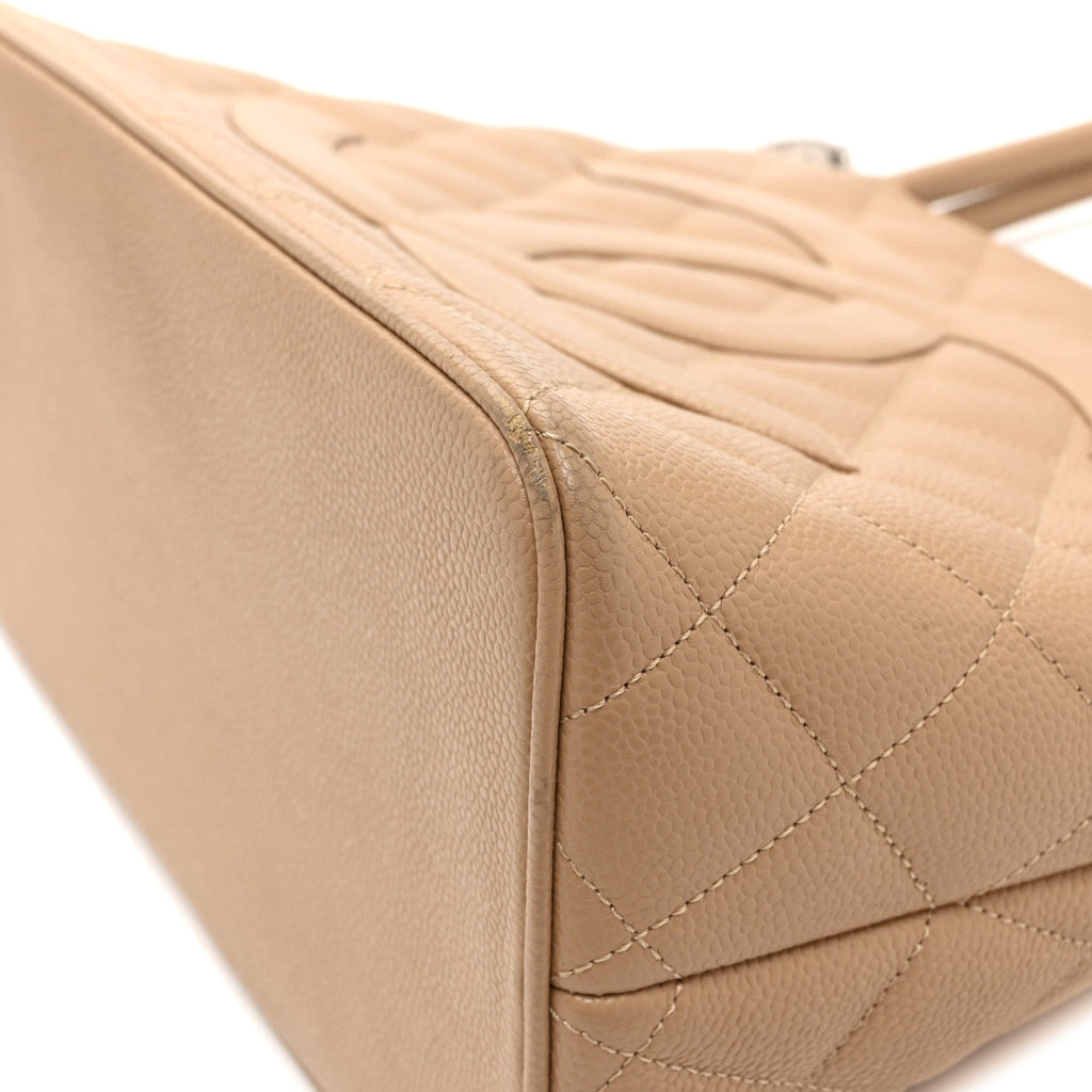 Chanel Caviar Quilted Medallion Tote Beige