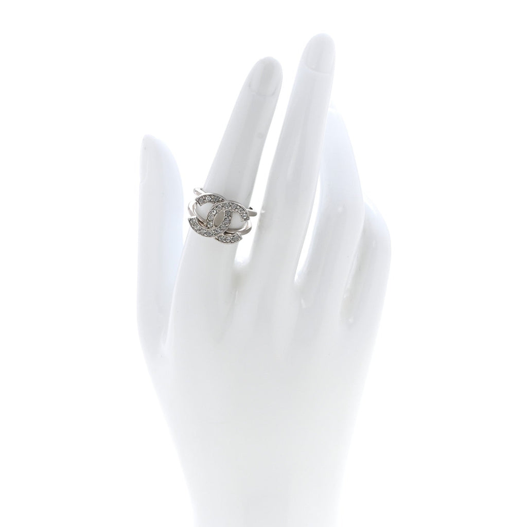 Crystal CC Ring 54 6.75 Silver