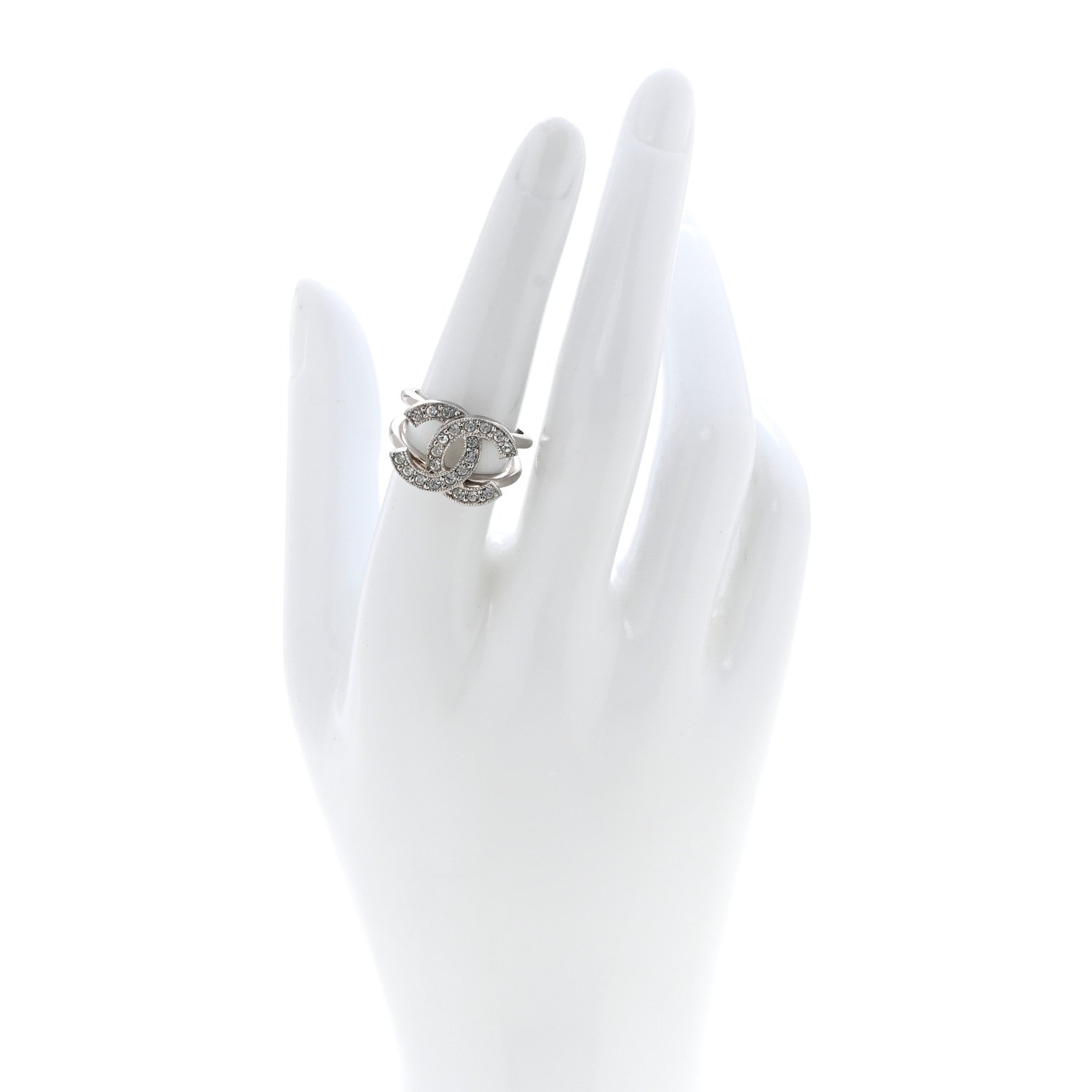 Crystal CC Ring 54 6.75 Silver
