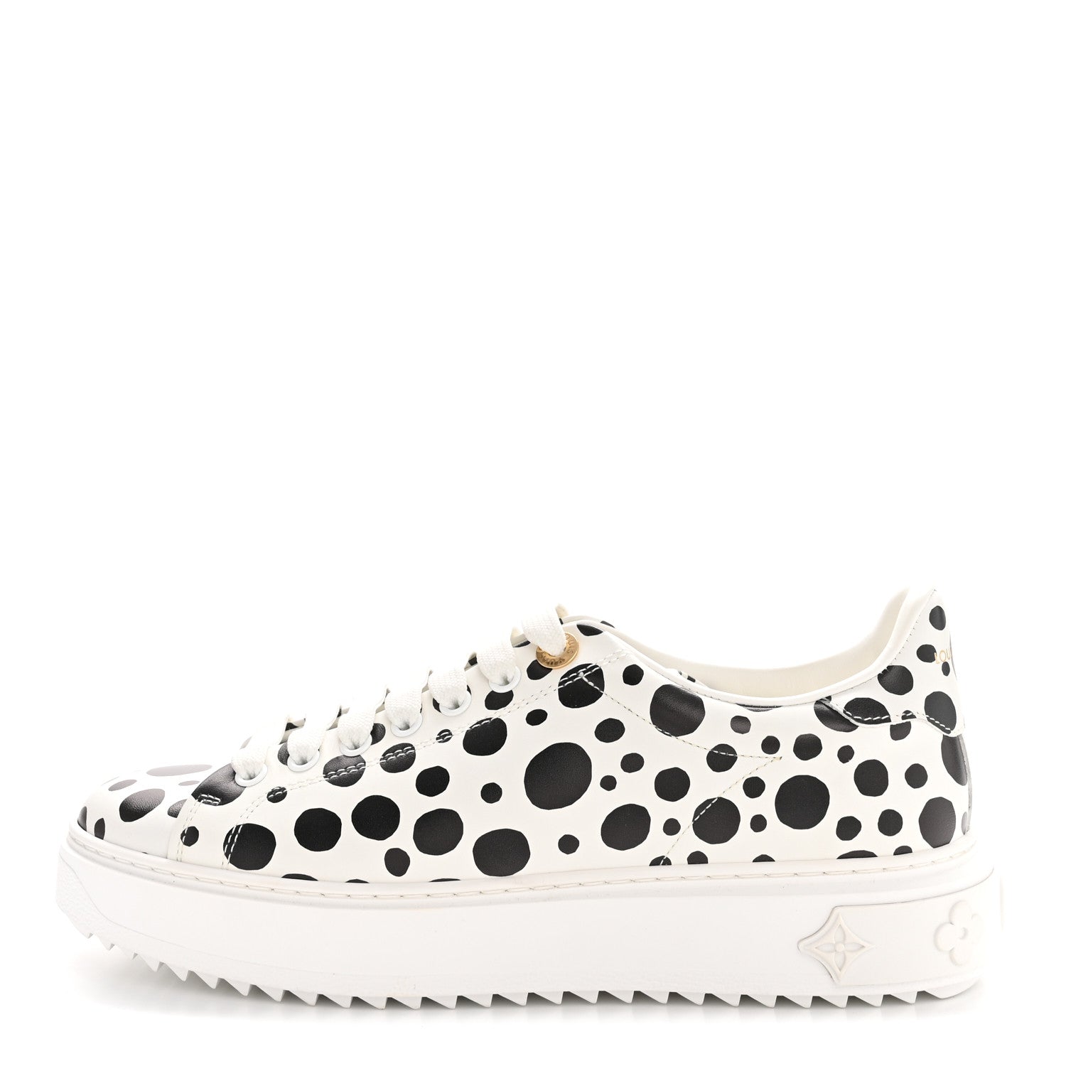 Louis Vuitton LV X YK Calfskin Printed Infinity Dots Time Out Sneakers 38 White