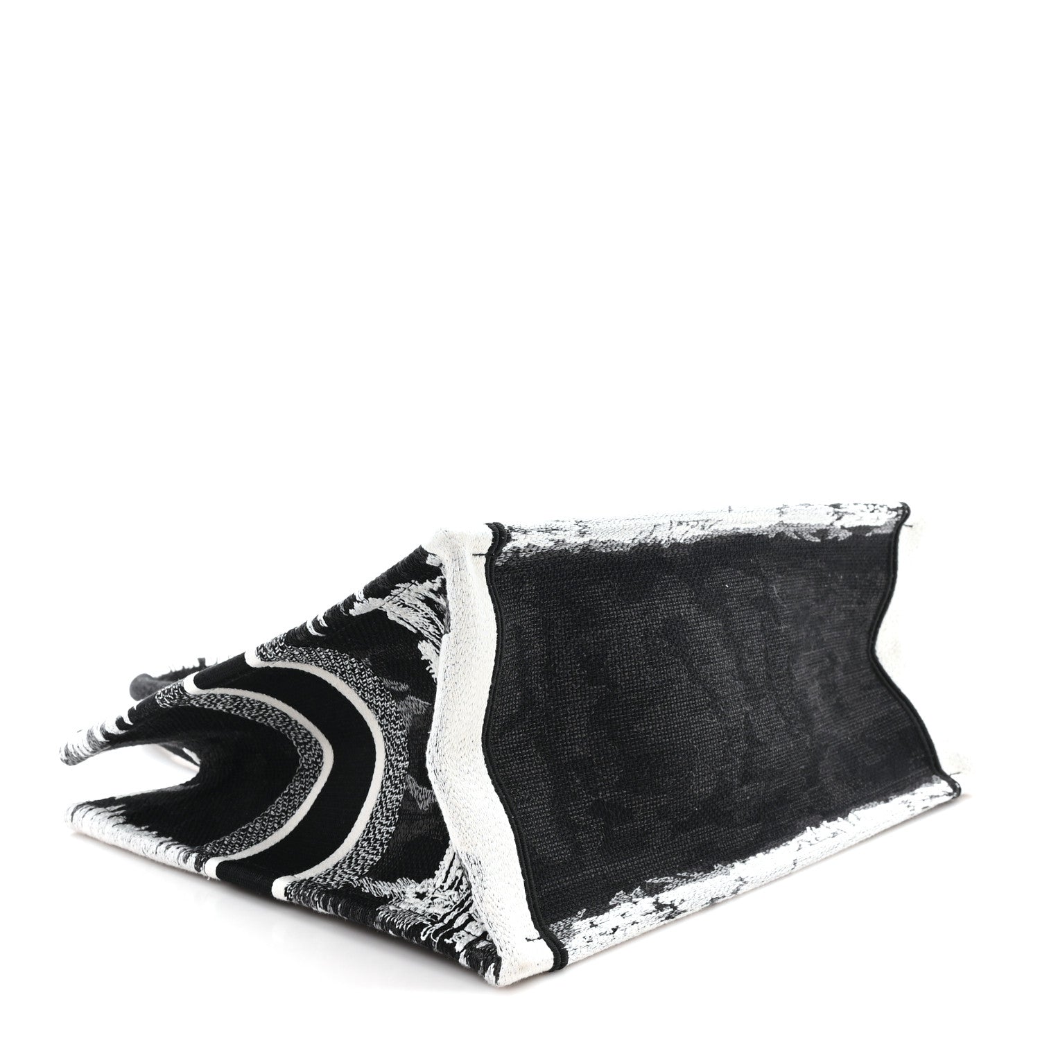 Christian Dior Canvas Embroidered Medium Paris Book Tote Black White