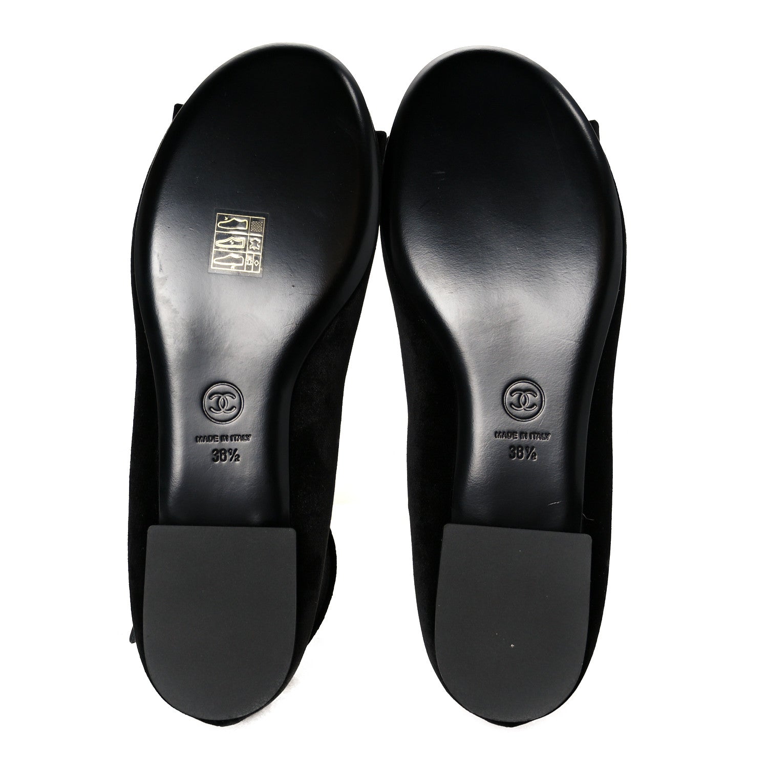 Chanel Velvet Strass CC Bow Mary Jane Flats 38.5 Black