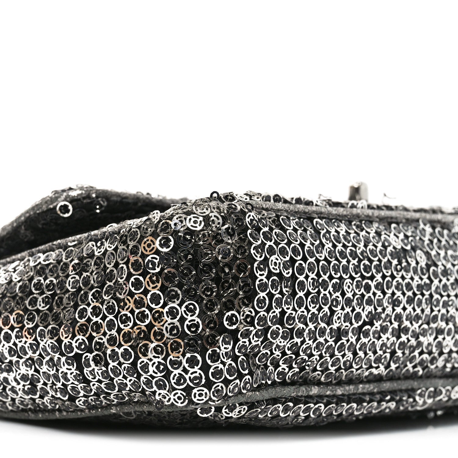 Chanel Sequin Medium Single Flap Dark Silver