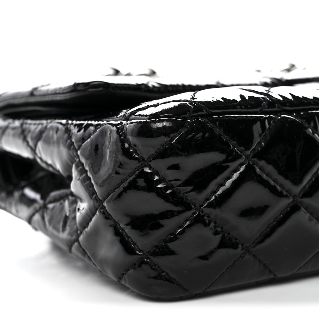 Chanel Patent Quilted Medium Double Flap Black