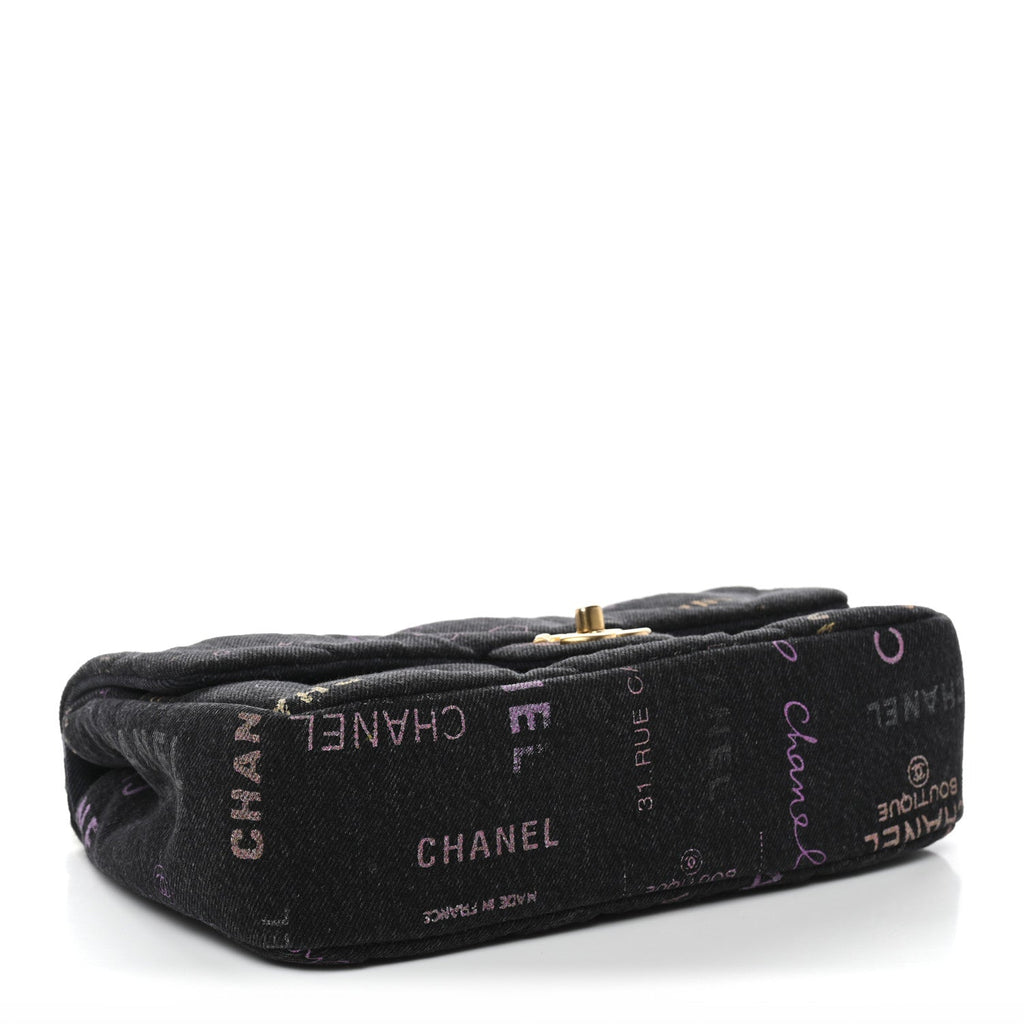 Chanel Denim Quilted Denim Mood Large Flap Black Multicolor