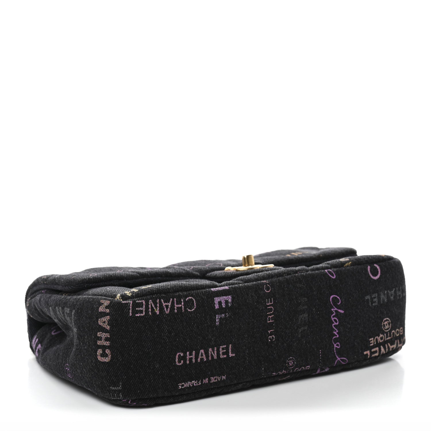 Chanel Denim Quilted Denim Mood Large Flap Black Multicolor