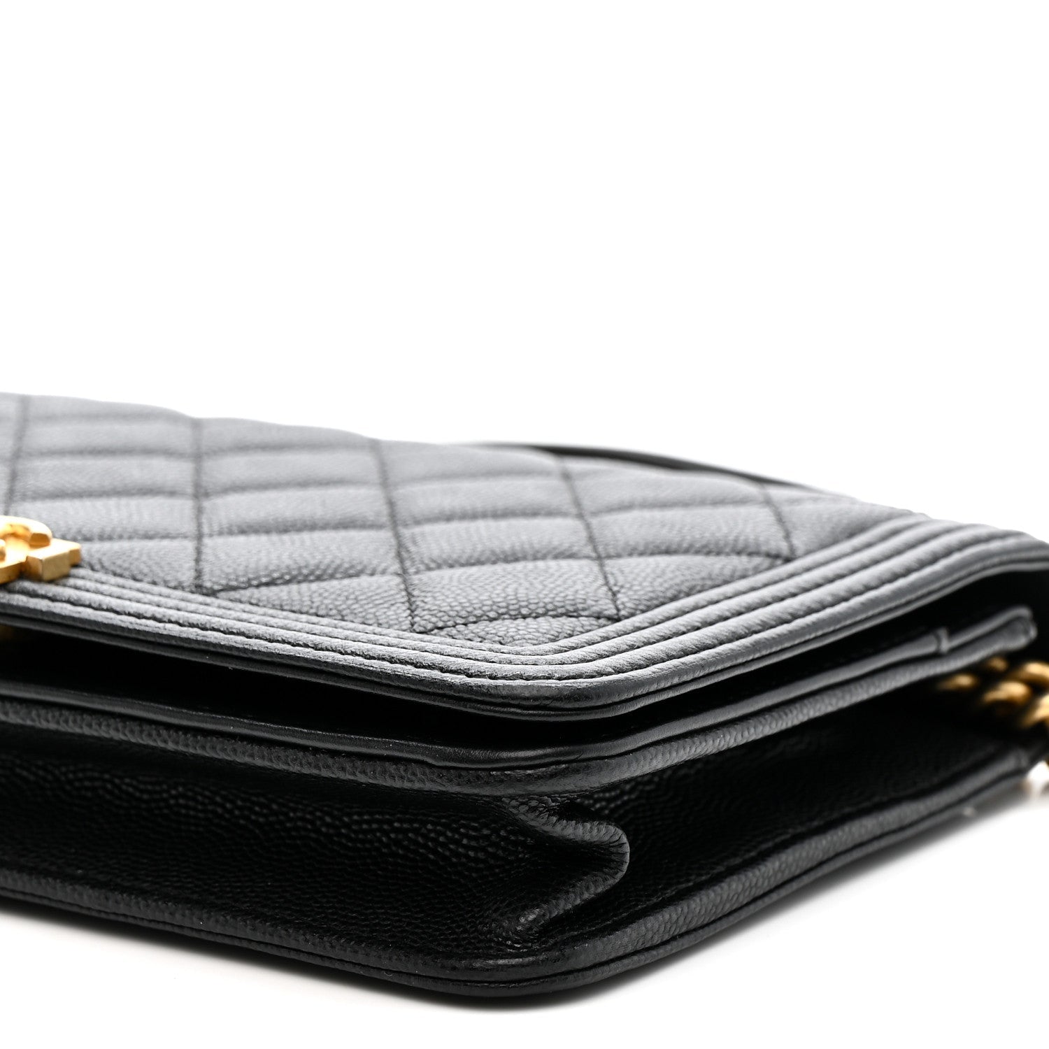 Chanel Caviar Quilted Boy Wallet On Chain WOC Black