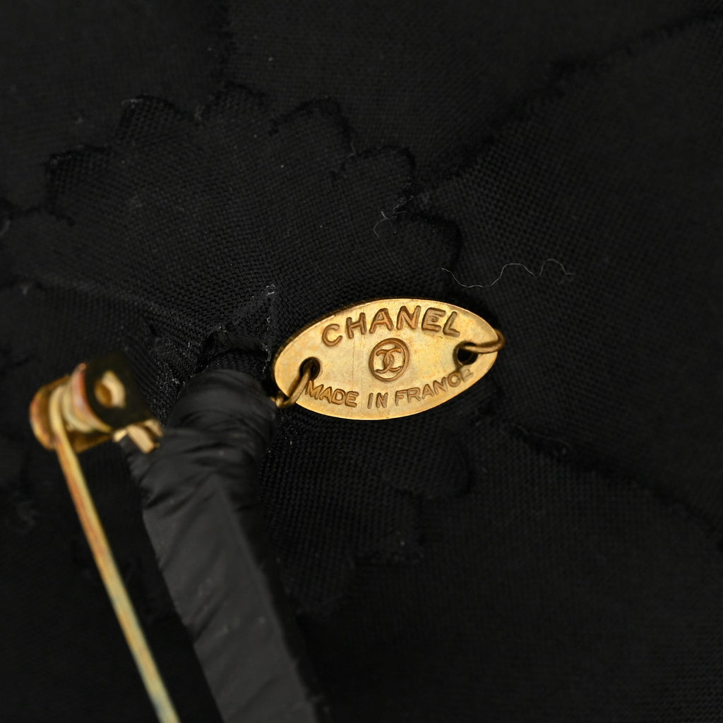 Fabric Camellia Brooch Black