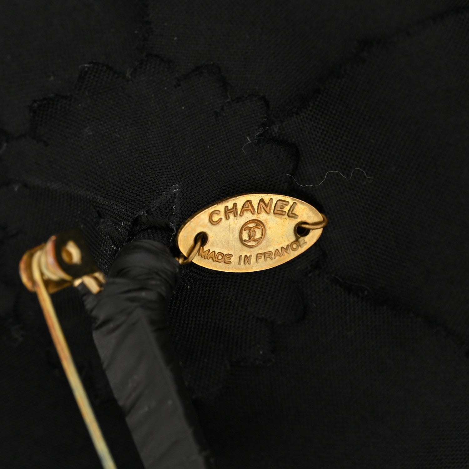 Fabric Camellia Brooch Black