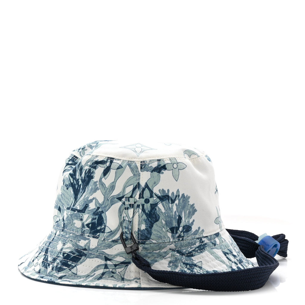 Louis Vuitton Cotton LV Play Monogram Aquagarden Reversible Bucket Hat Blue