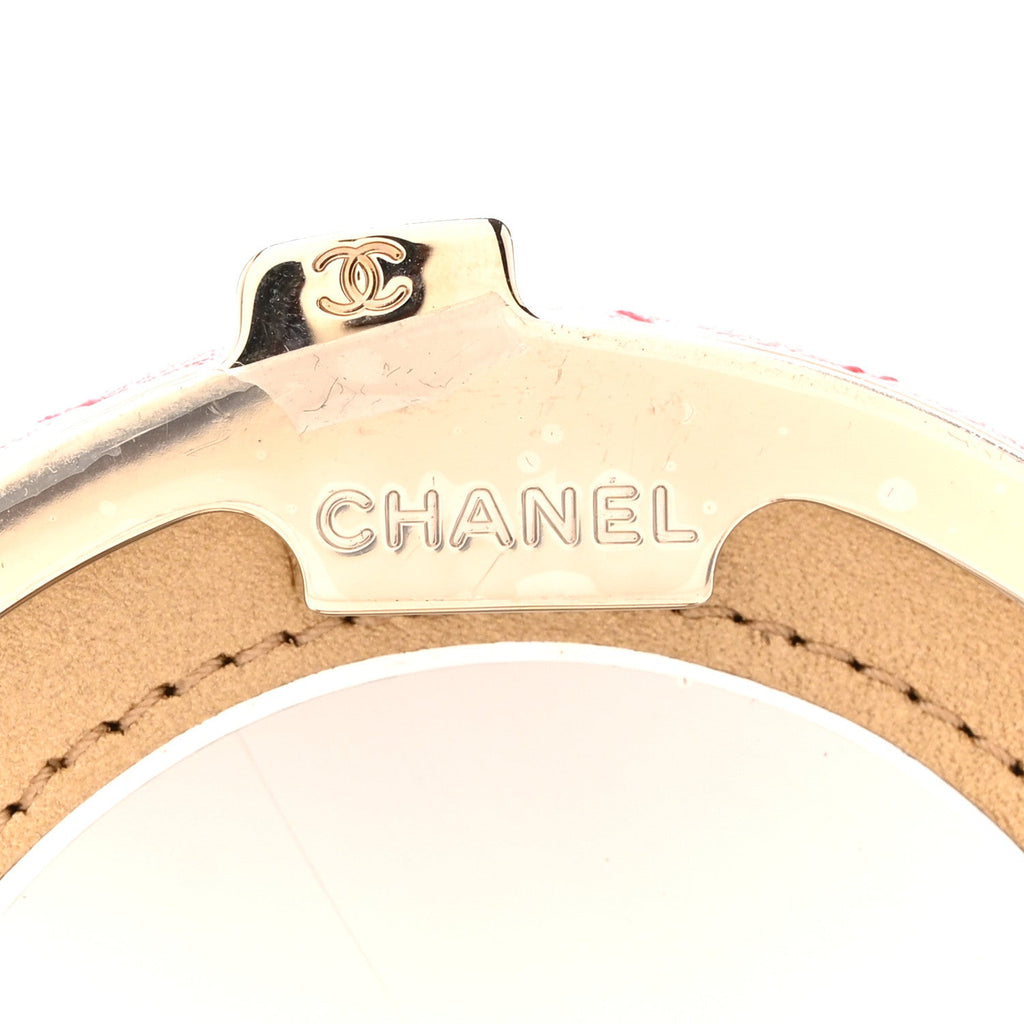 Chanel Lambskin Enamel Quilted Round Poker Chip Clutch With Chain Red White