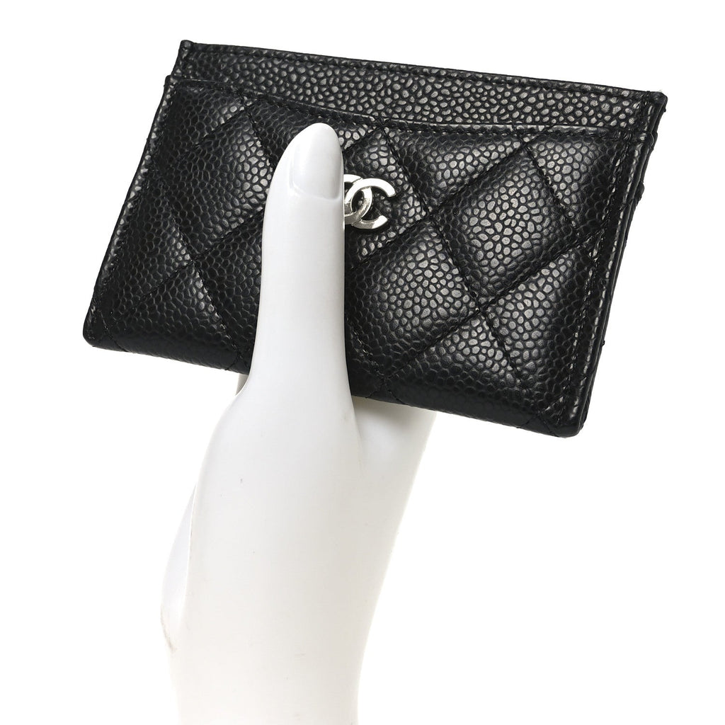 Caviar Quilted Card Holder Black