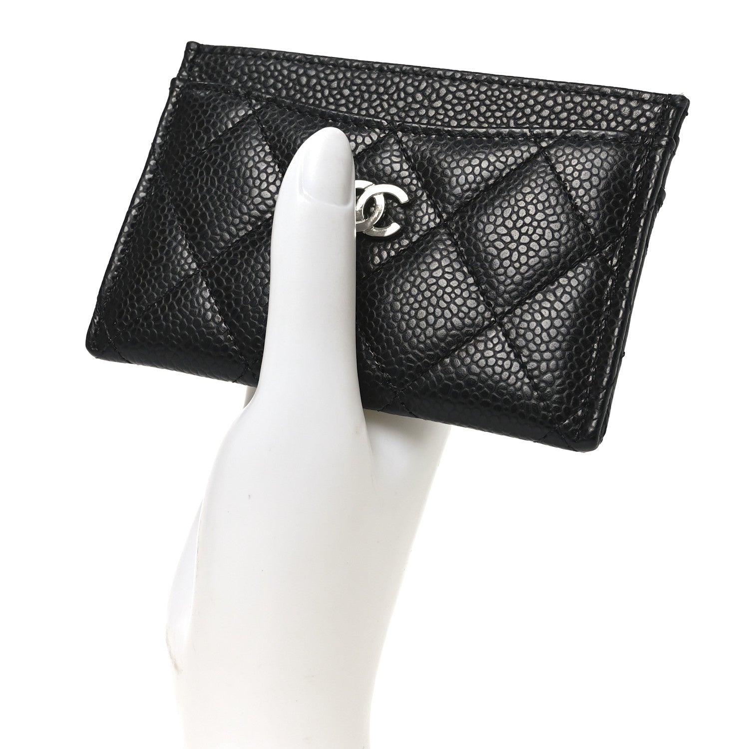 Caviar Quilted Card Holder Black