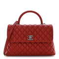 Chanel Caviar Quilted Medium Coco Handle Flap Red