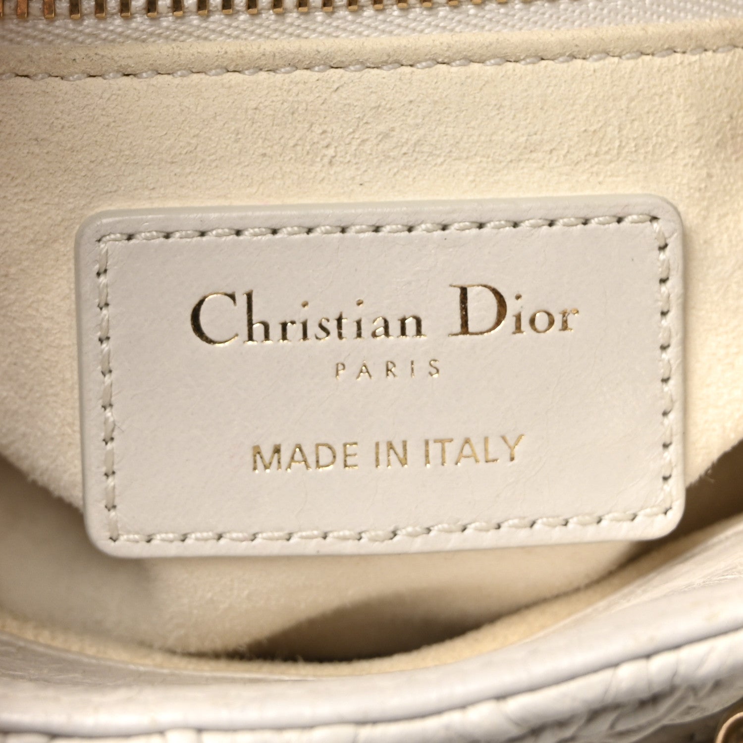 Christian Dior Lambskin Gathered Mini Lady Dior White