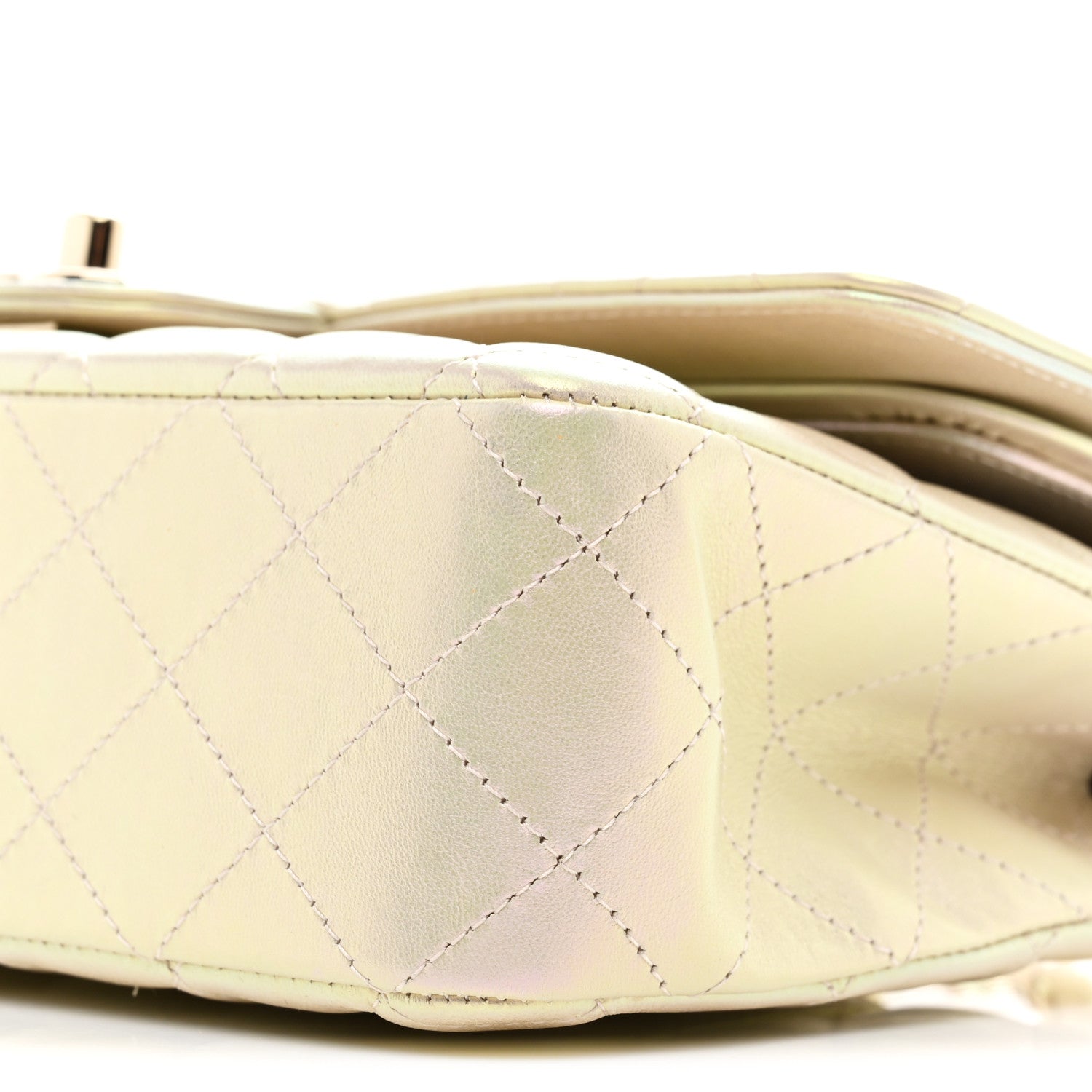 Chanel Iridescent Lambskin Quilted Medium Double Flap Ivory