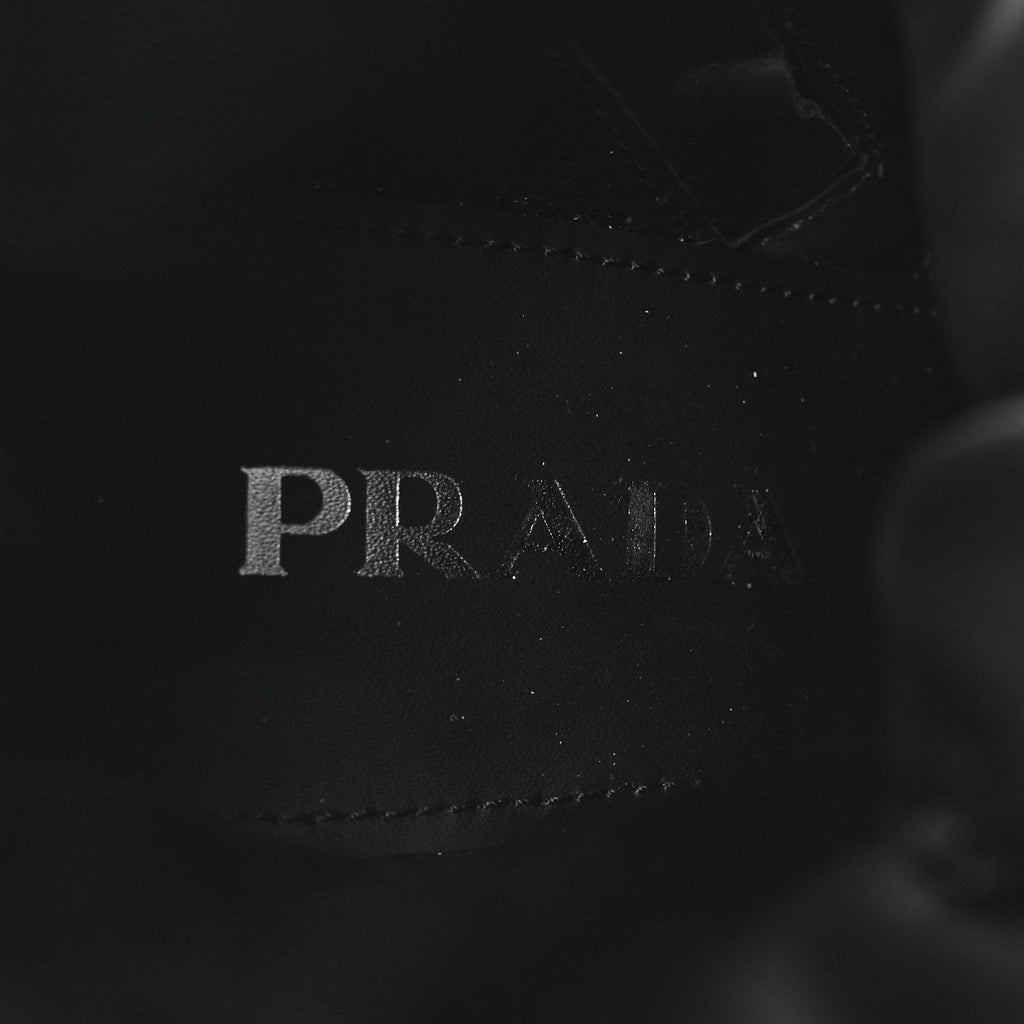 Prada Spazzolato Re-Nylon Metal Triangle Logo 110mm Ankle Boots 36.5 Black