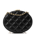 Chanel Lambskin Round Clutch With Chain Black