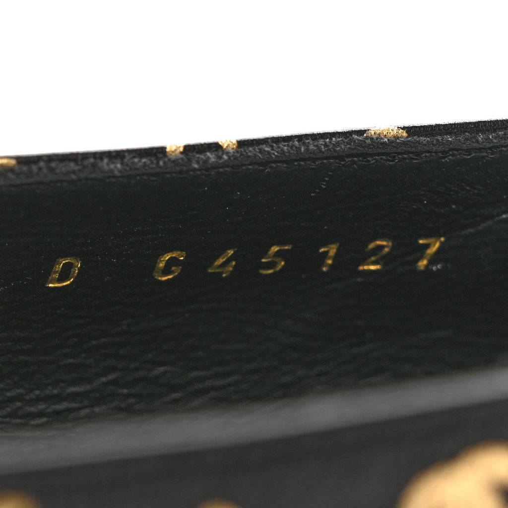 Lambskin Patent Calfskin Printed CC Cap Toe Ballerina Flats 38.5 Black Gold