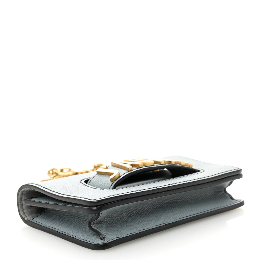 Christian Dior Grained Calfskin Mini J'Adior Chain Flap Bag Sky Blue