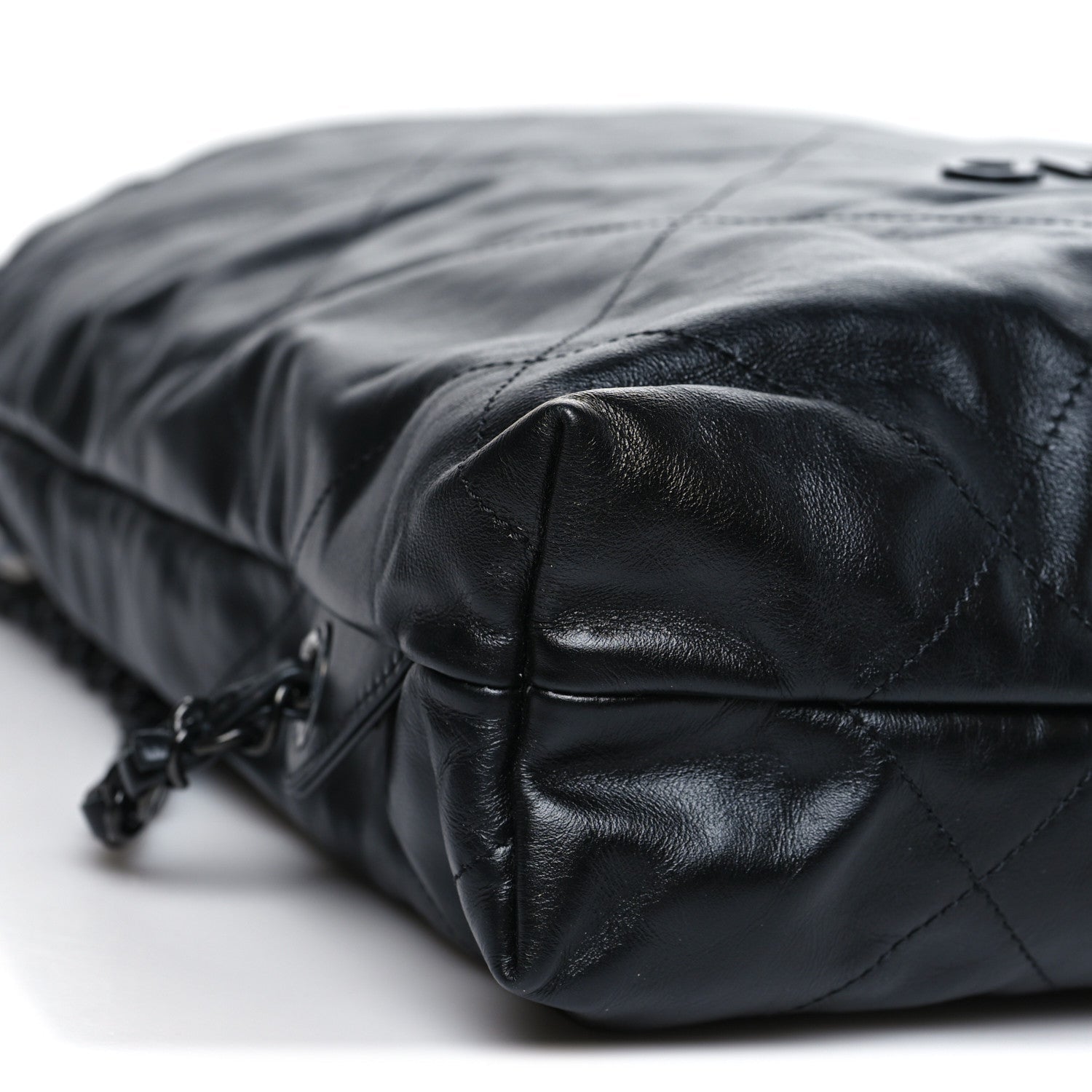 Chanel Shiny Calfskin Quilted Chanel 22 Backpack So Black