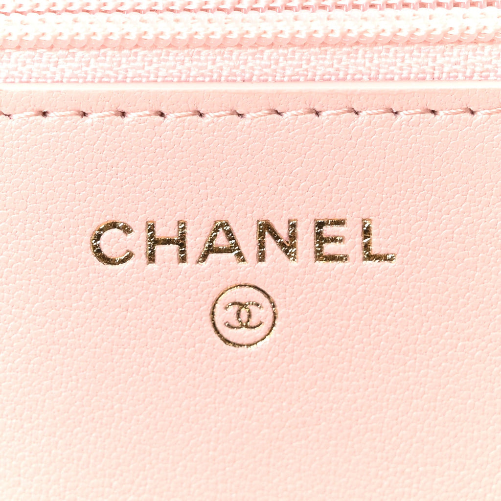Chanel Lambskin Quilted Chanel 19 Wallet On Chain WOC Light Pink