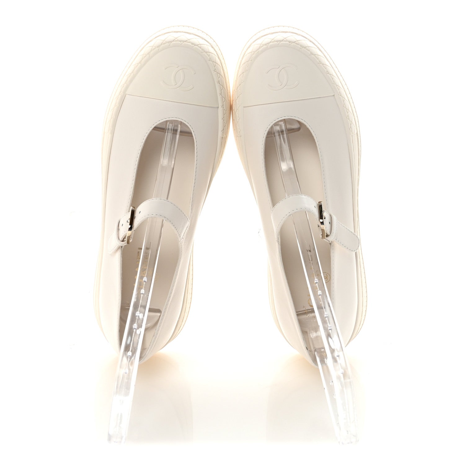 Lambskin Mary Jane Flats 41 White