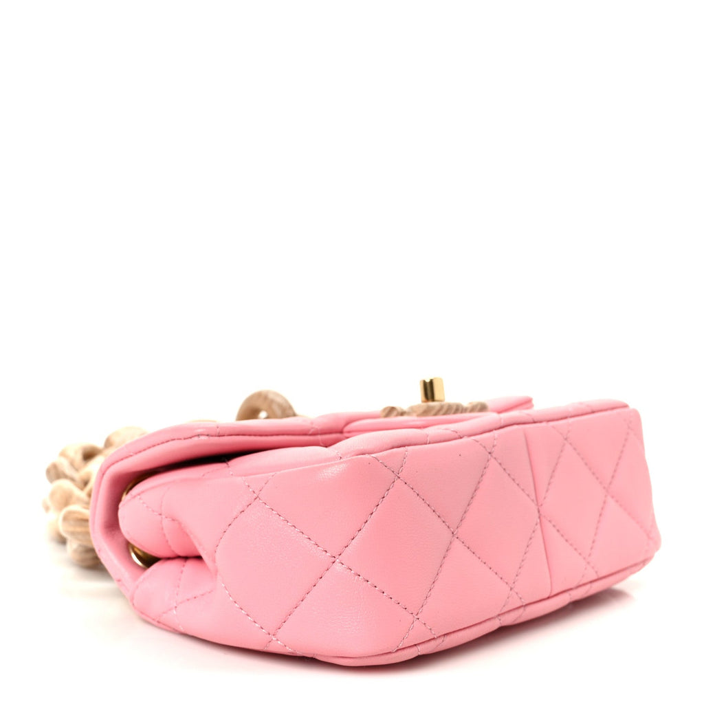 Chanel Lambskin Wenge Quilted Mini Fashion Wood Square Flap Pink