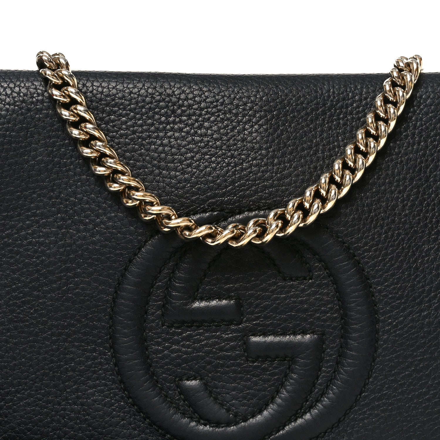 Gucci Pebbled Calfskin Medium Soho Flap Crossbody Black